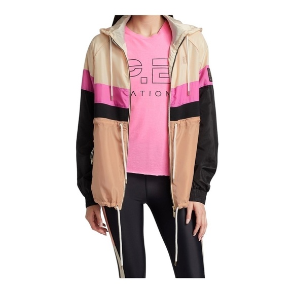NEW P.E. NATION x Shopbop Speed Cut Windbreaker Athletic Jacket Beige Small - Picture 3 of 9